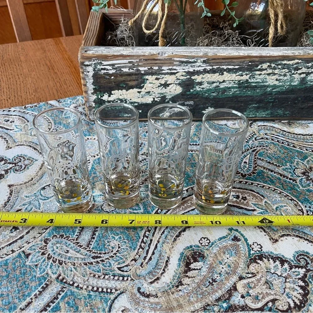 Baileys Irish Cream Set Of 4 Gold Confetti Cordial Shot Glasses